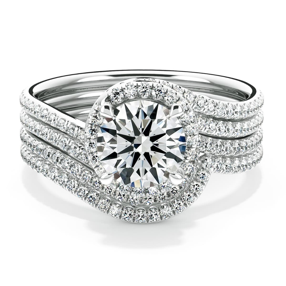 Abbraccio Double Quarter Moon Curved Diamond Band