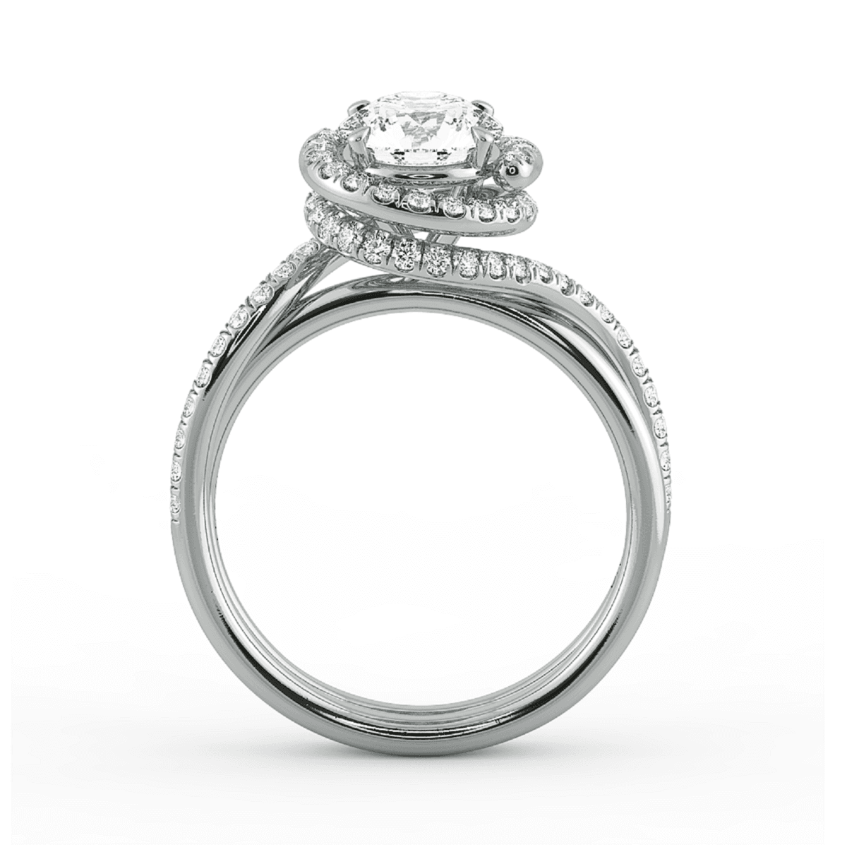 Abbraccio Double Ring Swirl Engagement Ring