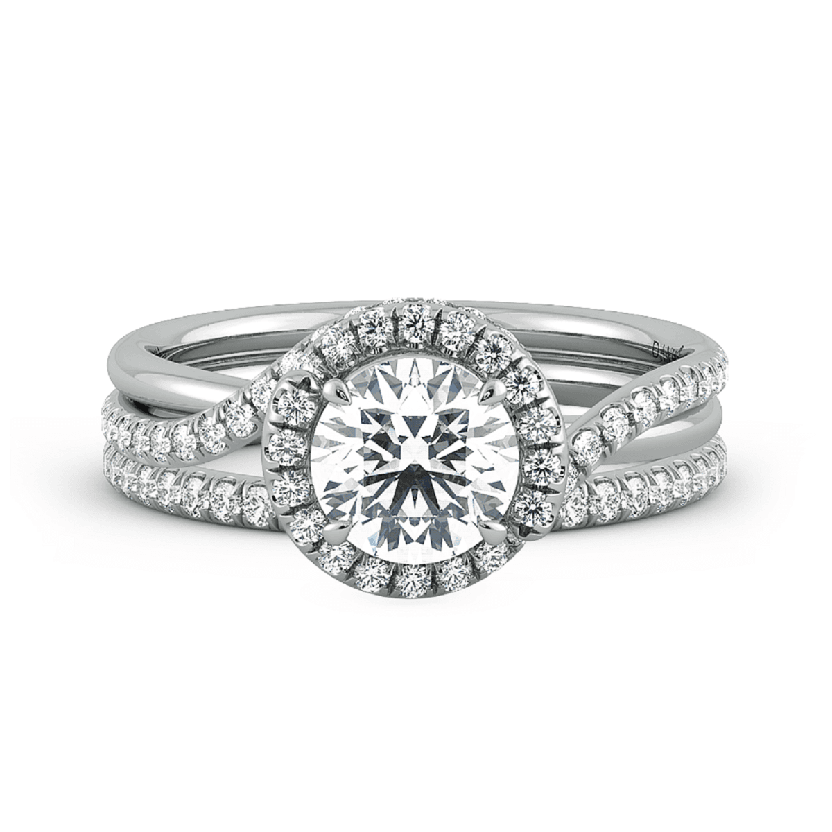 Abbraccio Double Ring Swirl Engagement Ring