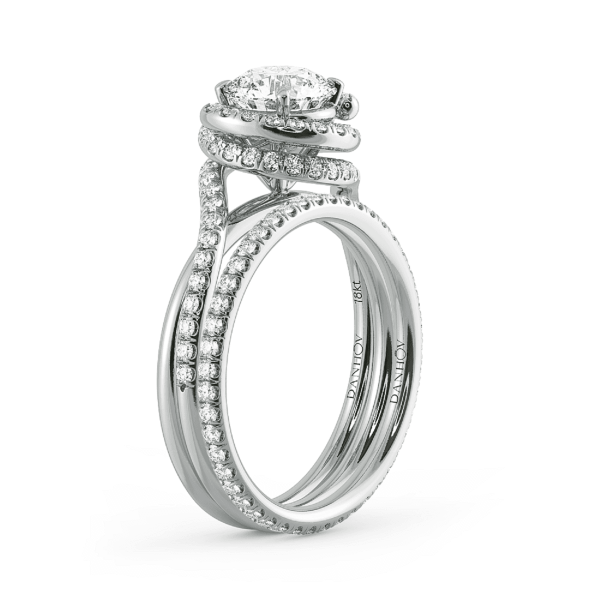 Abbraccio Double Ring Swirl Engagement Ring