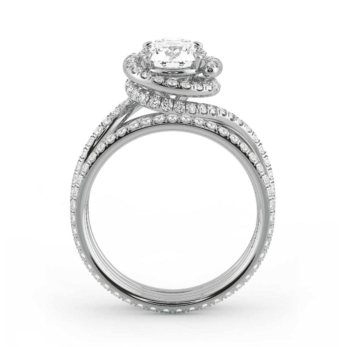 Abbraccio Double Ring Swirl Engagement Ring