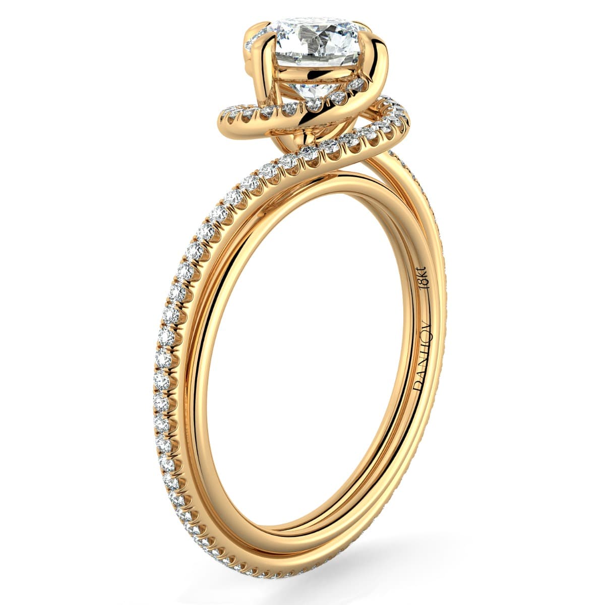 Abbraccio Triple Shank Diamond Engagement Ring