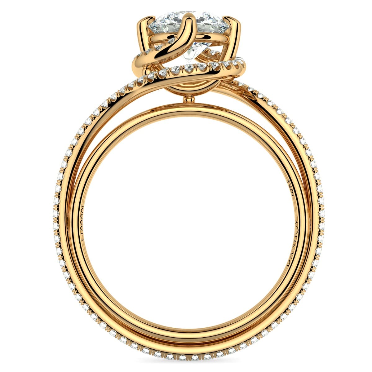 Abbraccio Triple Shank Diamond Engagement Ring