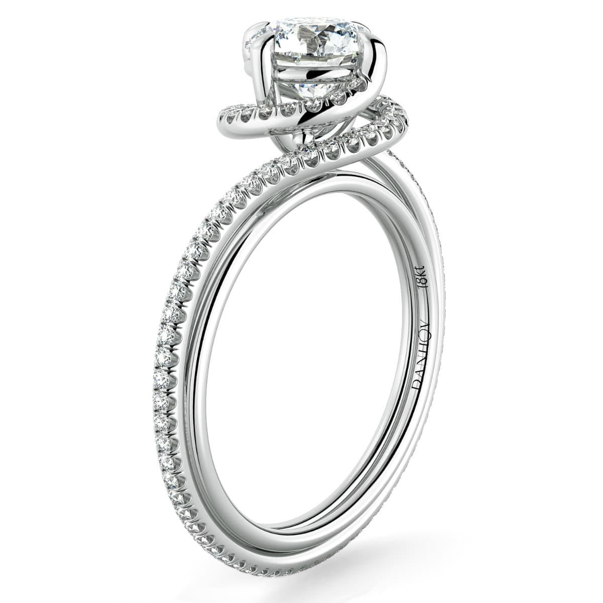Abbraccio Triple Shank Diamond Engagement Ring