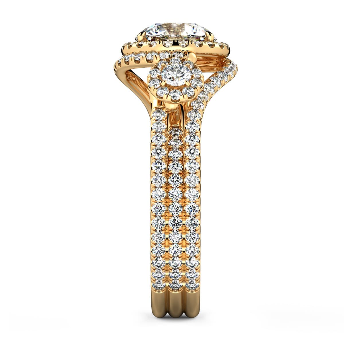 Abbraccio Unique Three Stone Engagement Ring