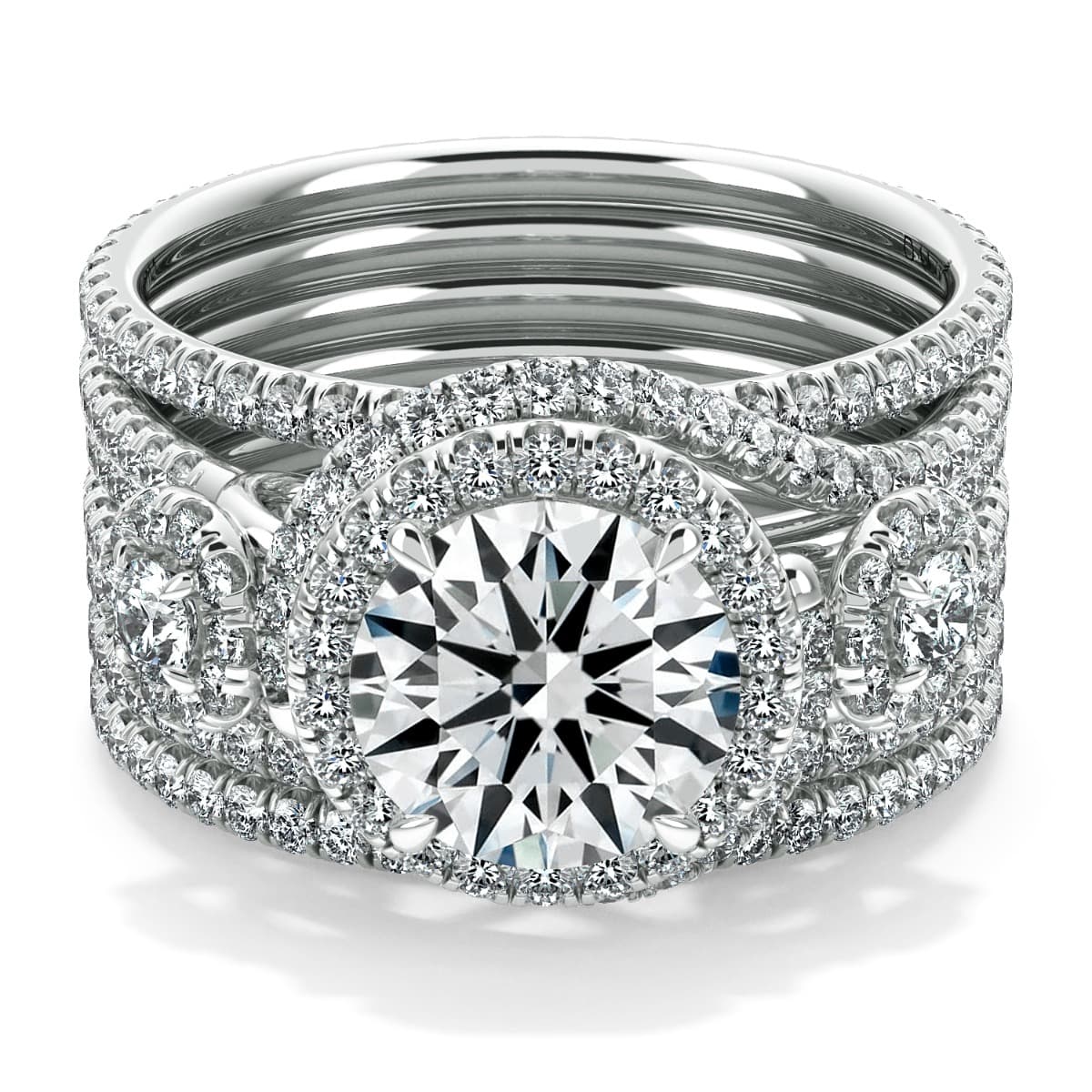 Abbraccio Unique Three Stone Engagement Ring