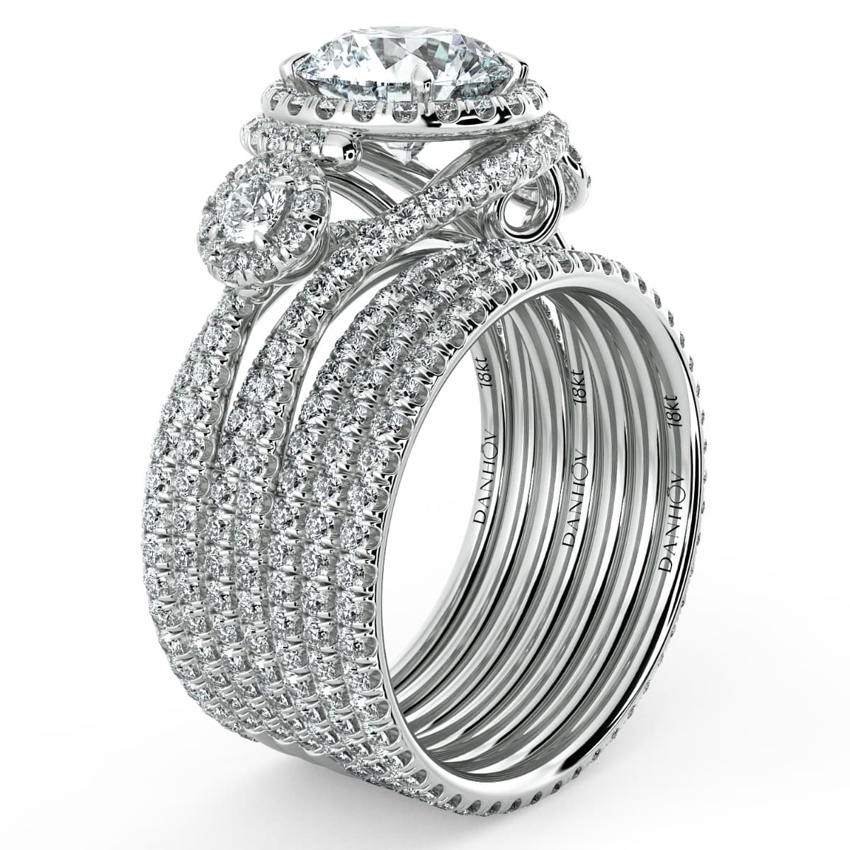 Abbraccio Unique Three Stone Engagement Ring