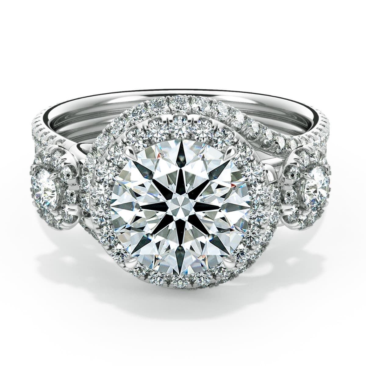 Abbraccio Unique Three Stone Engagement Ring