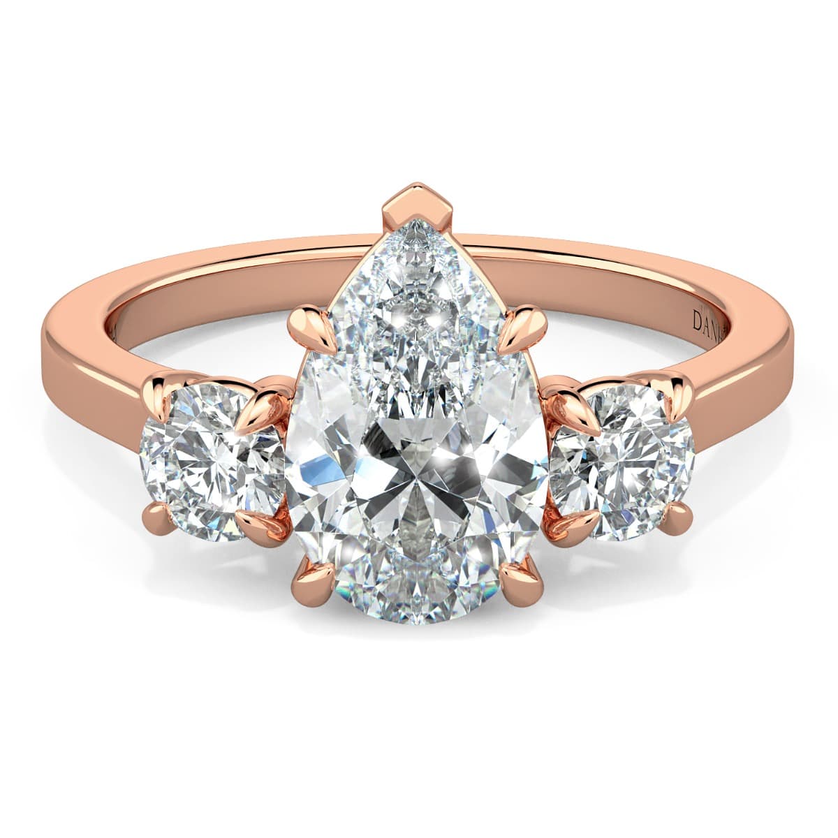 Classico Three Diamond Pear Cut Engagement Ring