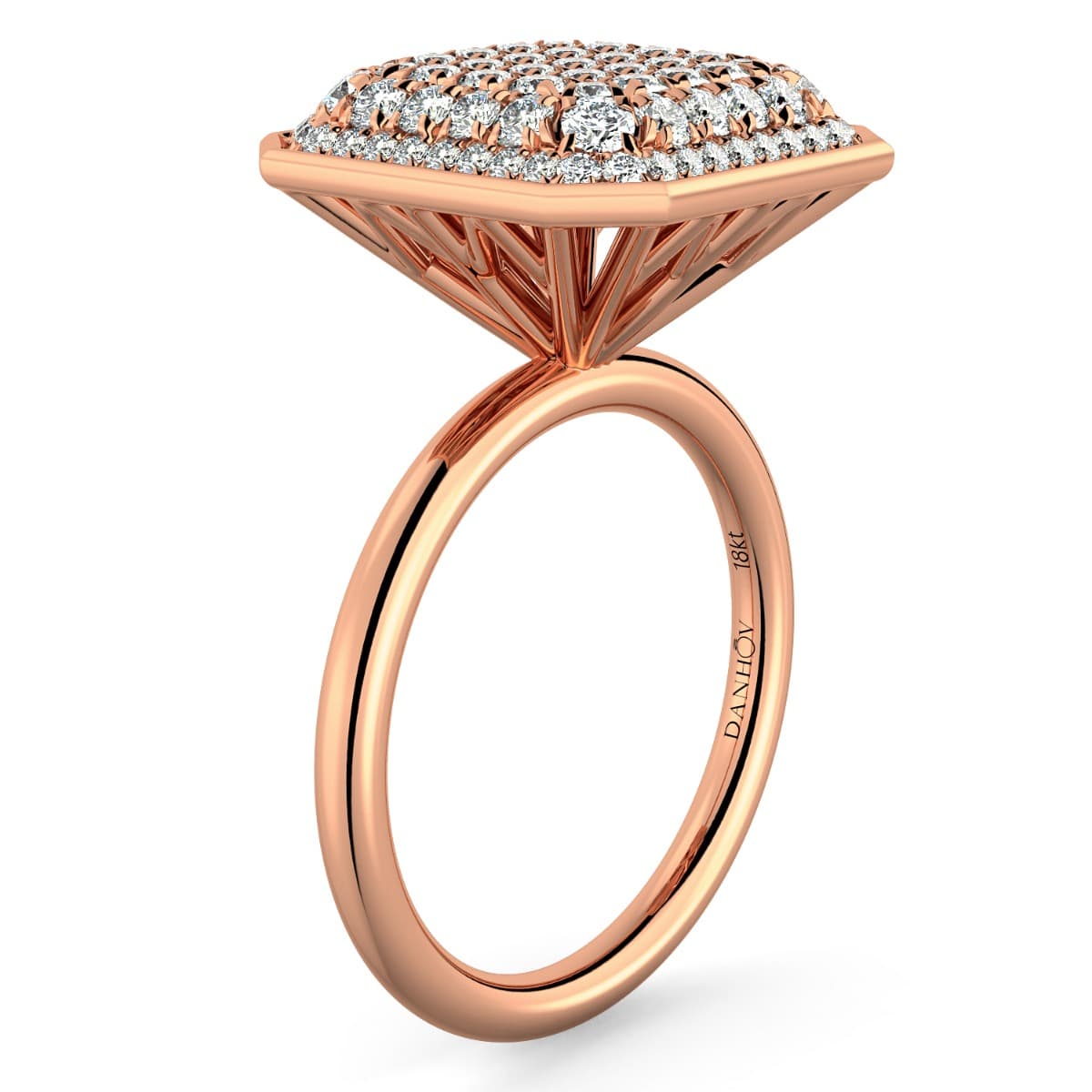 Diamante Cluster Emerald Shape Fine Ring