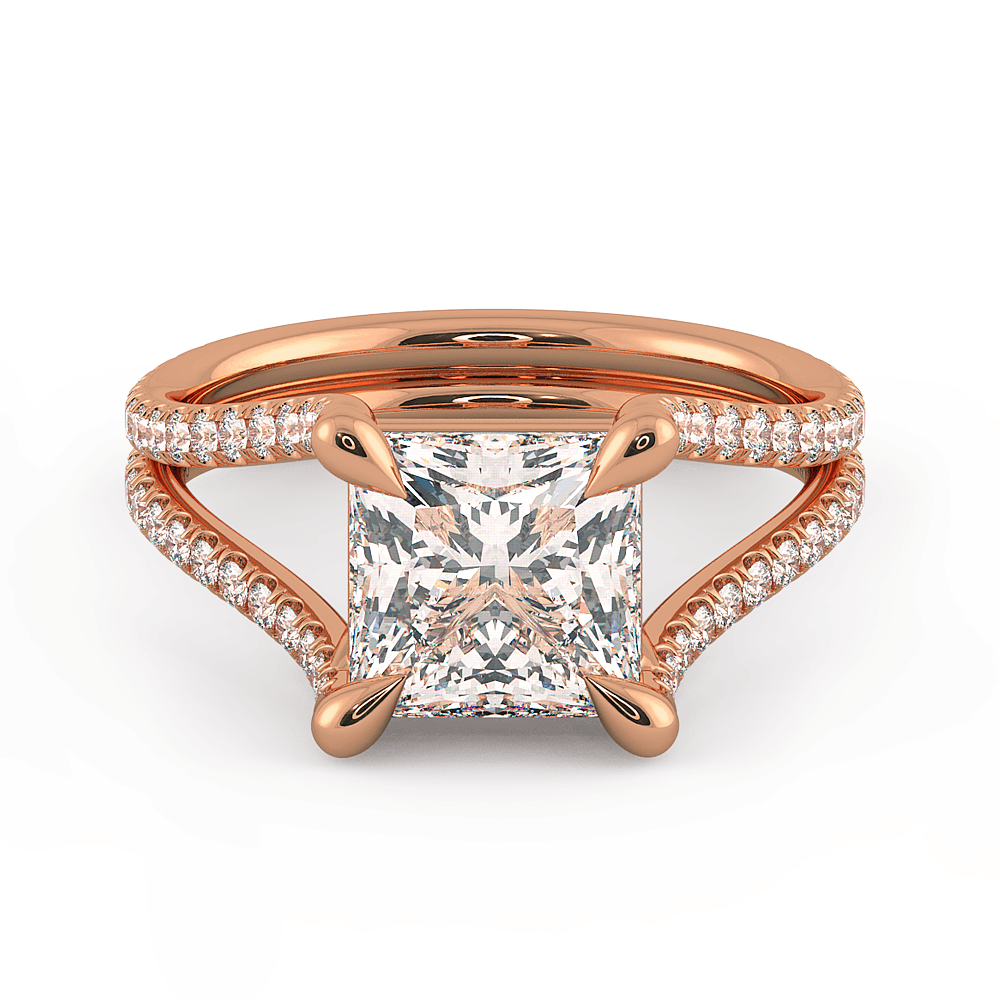 Per lei Double Shank Princess Cut Engagement Ring