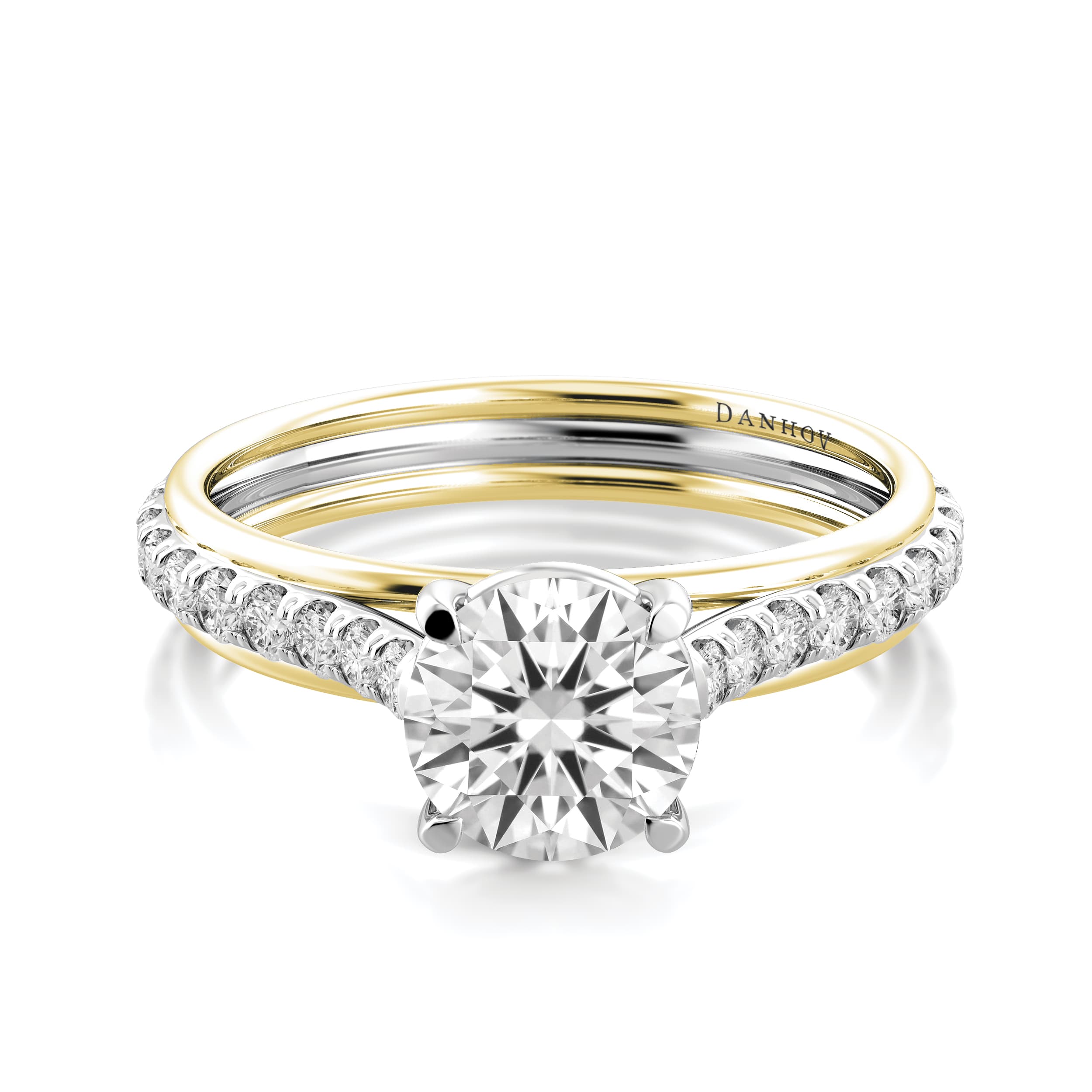 Unito Two-Tone Triple Shank Diamond Engagement Ring