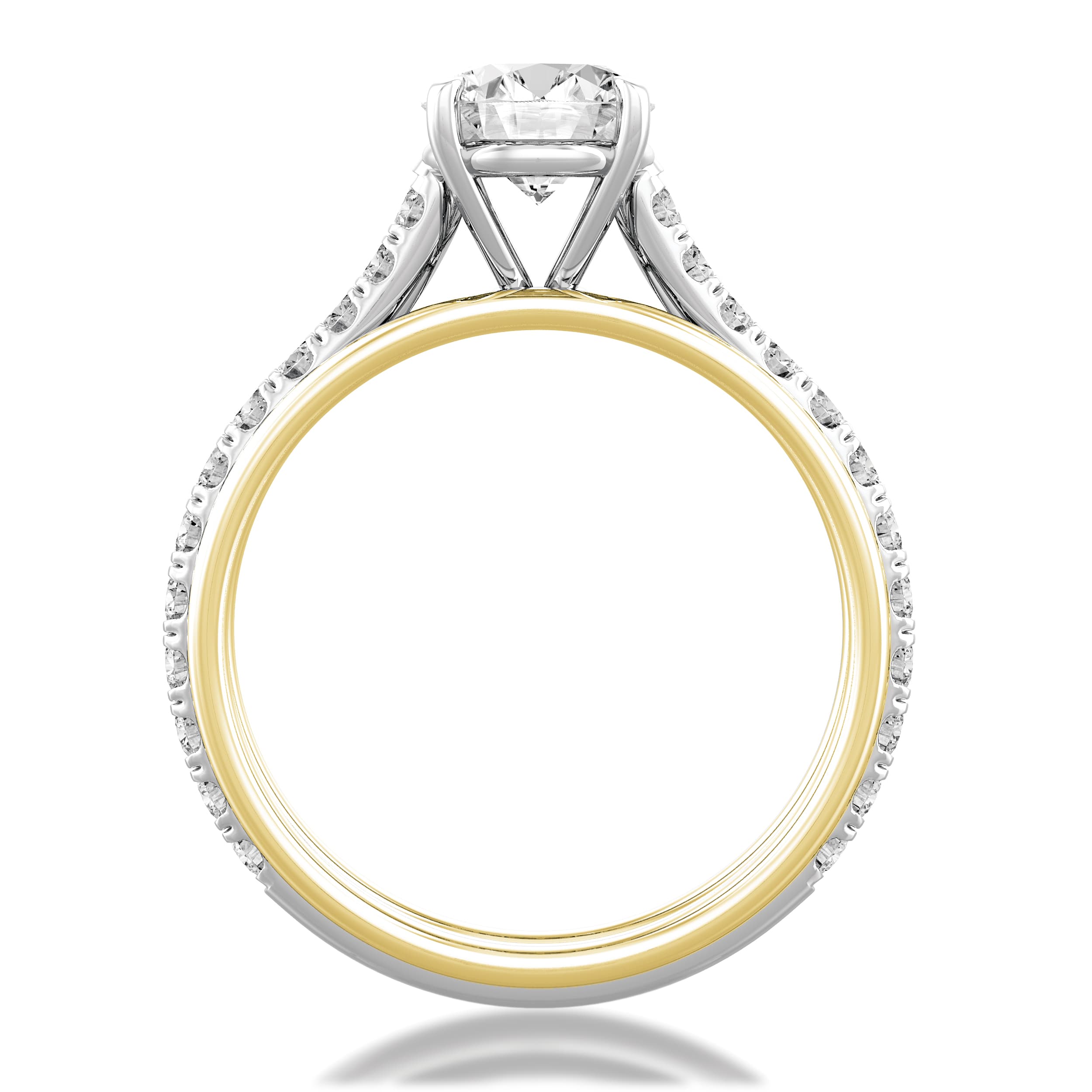 Unito Two-Tone Triple Shank Diamond Engagement Ring