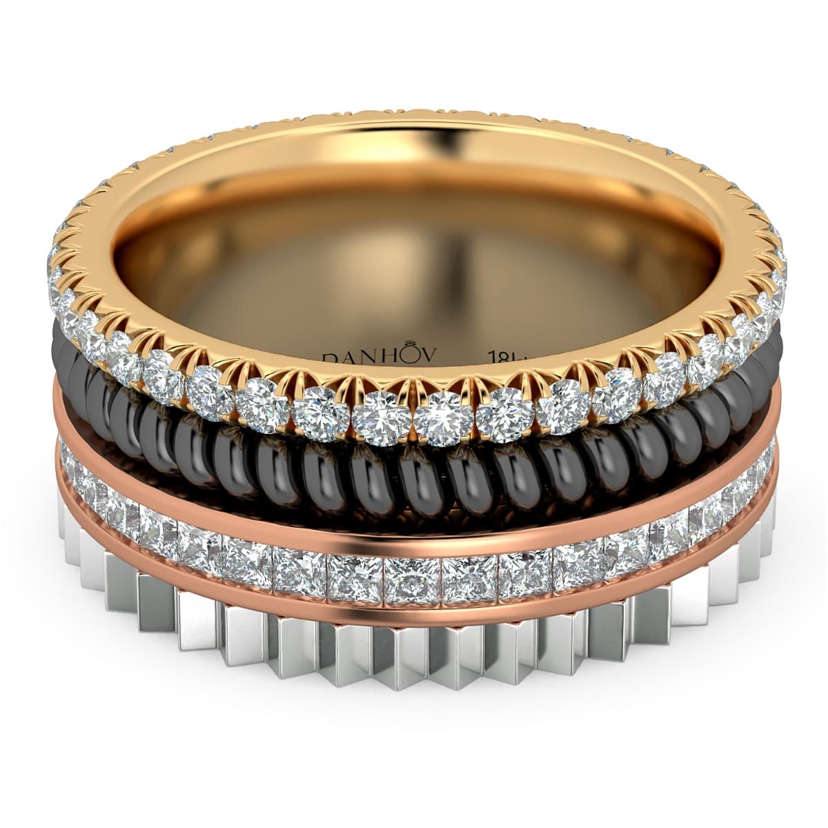 Fashion Band Four colors in one band in 18KT