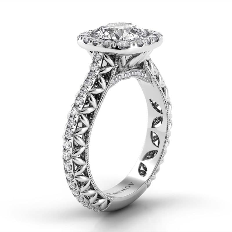 Petalo Single Shank Floral Engagement Ring