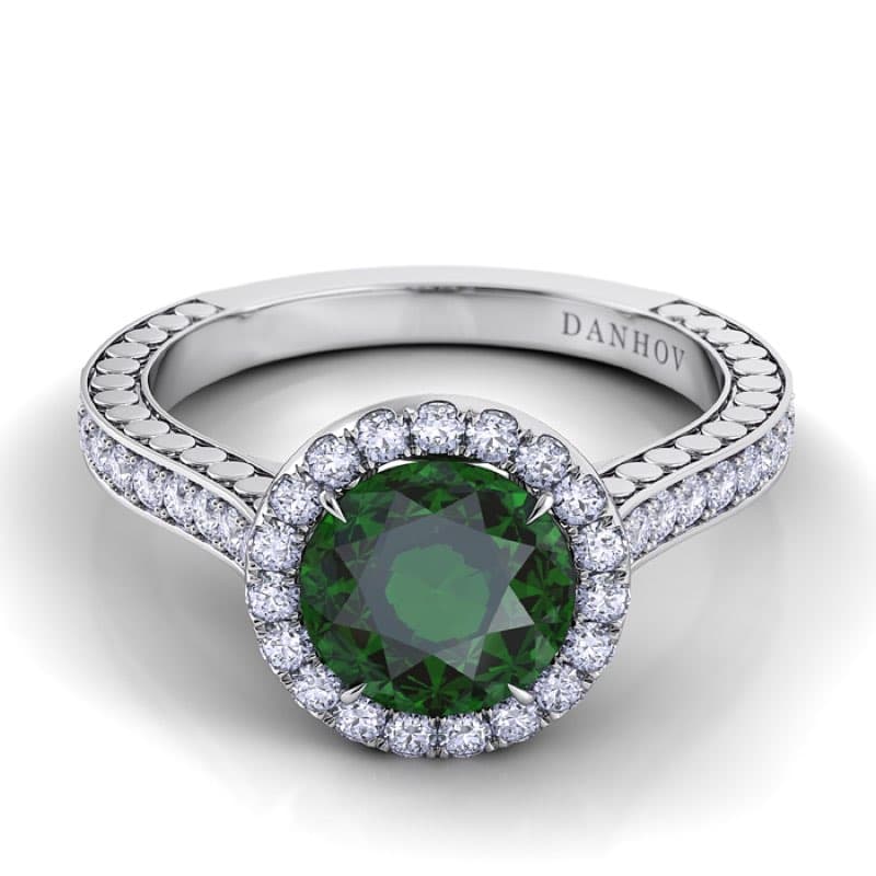 Tubetto Single Shank Green Tourmaline Diamond Ring