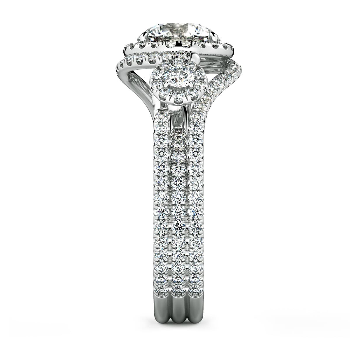 Abbraccio Unique Three Stone Engagement Ring