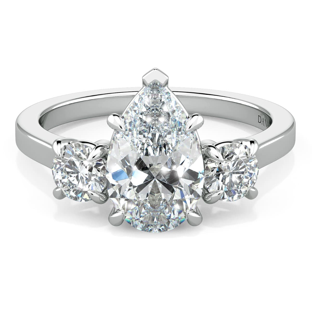 Classico Three Diamond Pear Cut Engagement Ring