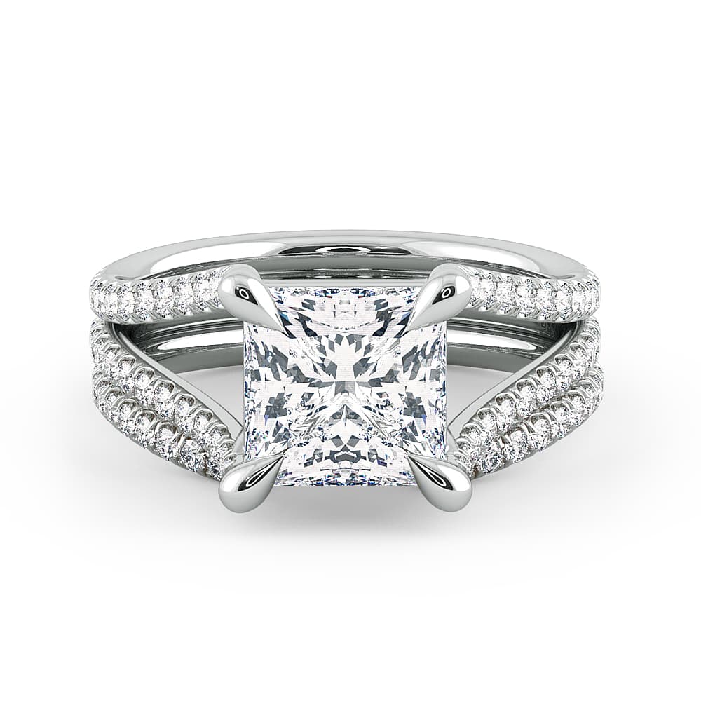 Per lei Double Shank Princess Cut Engagement Ring