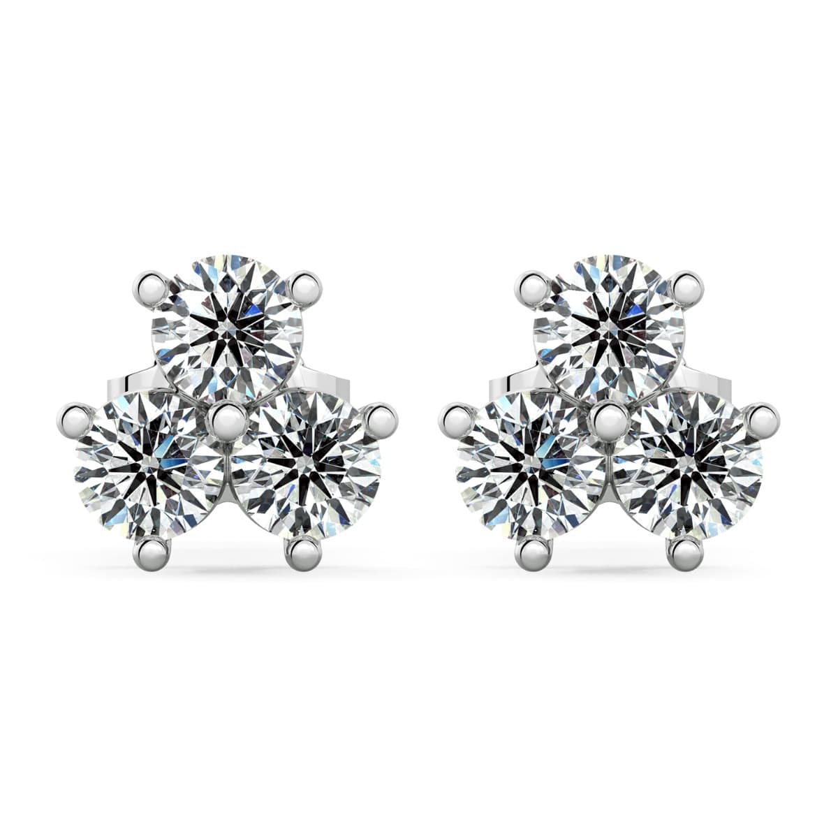 Trio Diamond Cluster Stud Earrings
