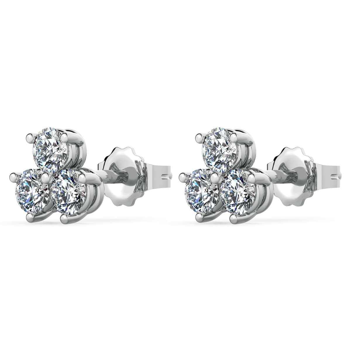 Trio Diamond Cluster Stud Earrings