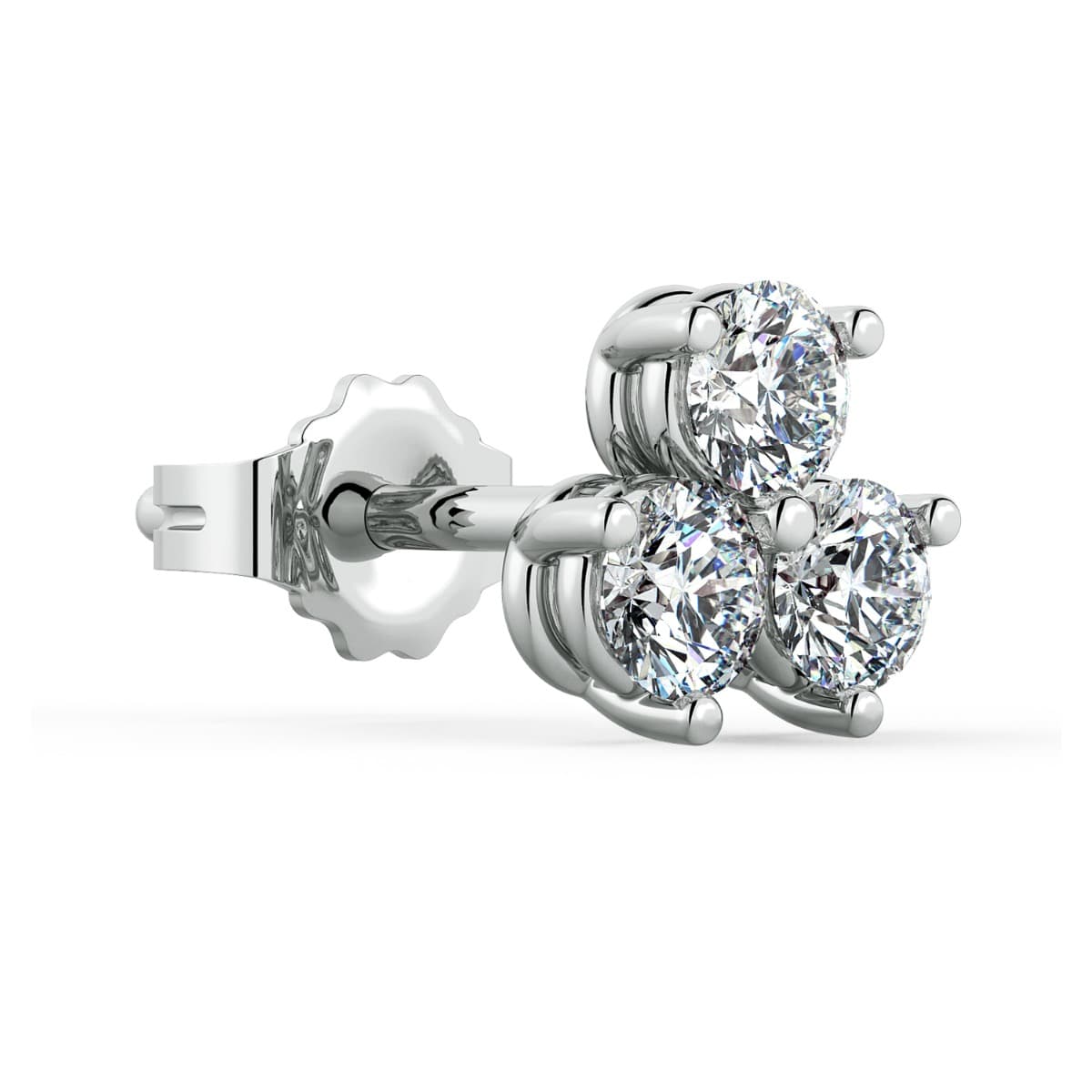 Trio Diamond Cluster Stud Earrings