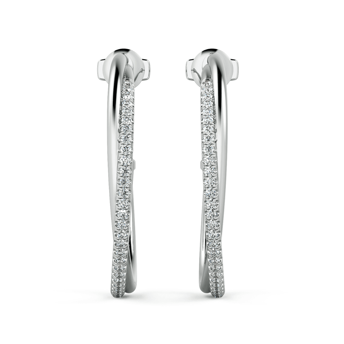 Norme de CrossOver Medium Hoop Diamond Earrings