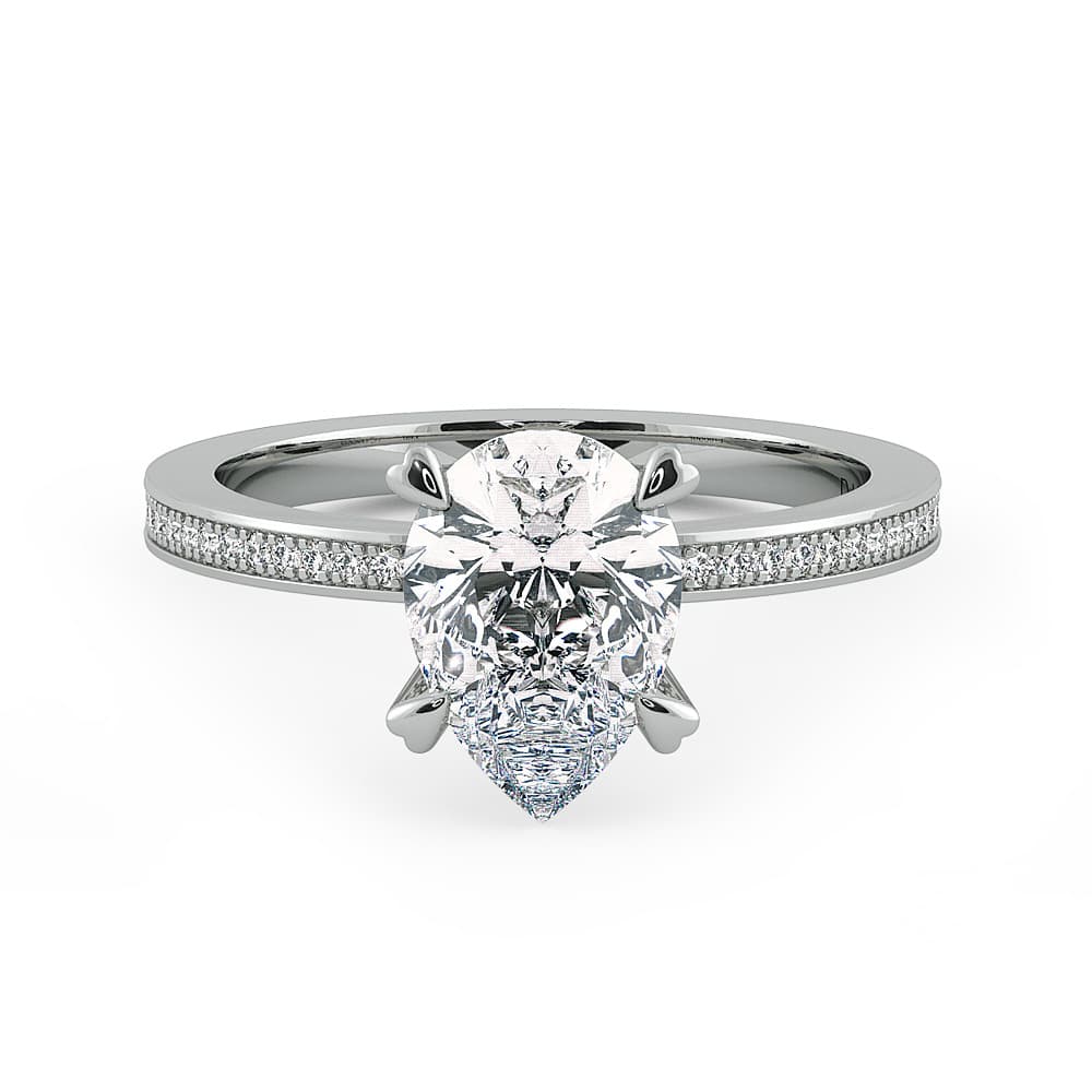 Classico Pear Cut Ladies Engagement Ring in 14k White Diamond