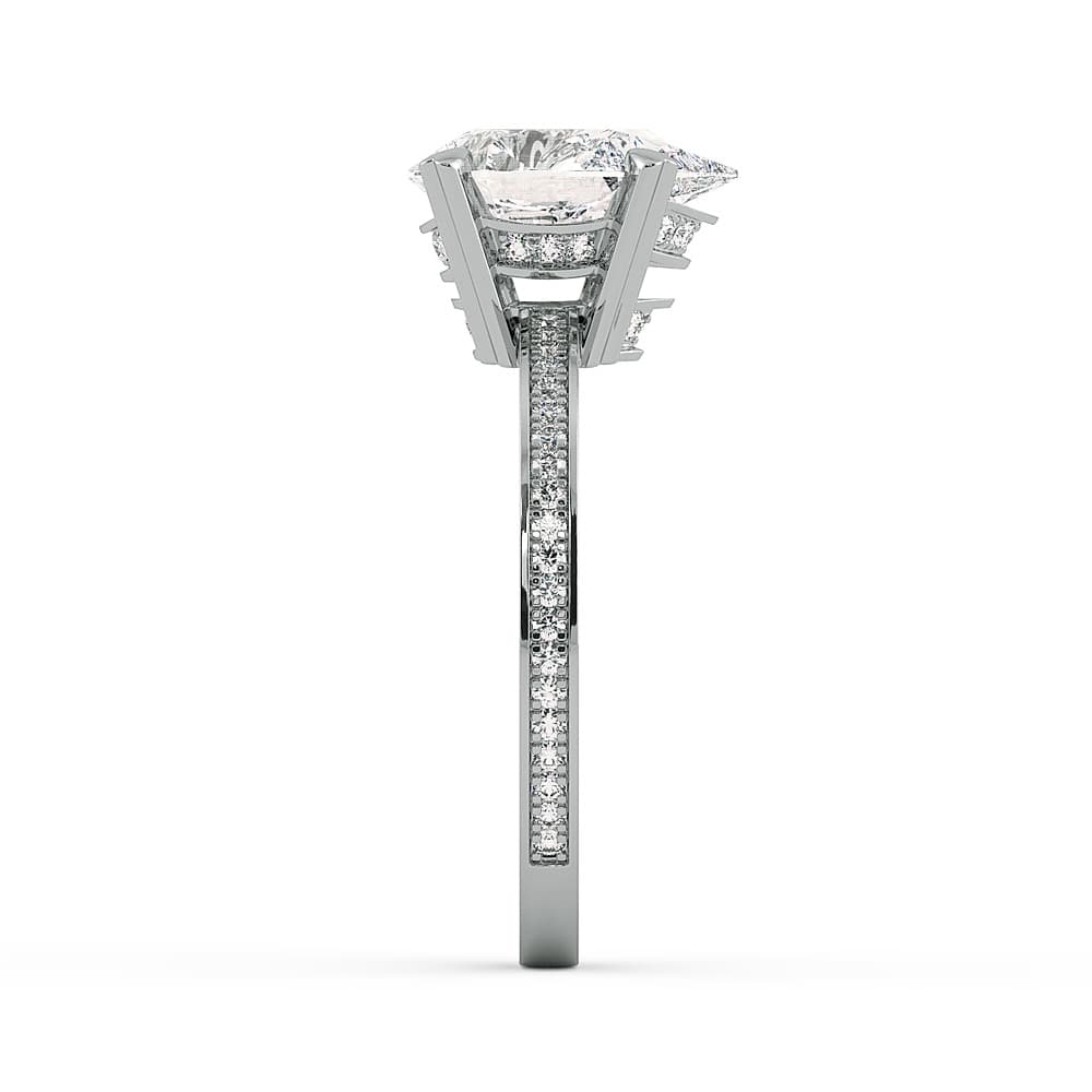 Classico Pear Cut Ladies Engagement Ring in 14k White Diamond