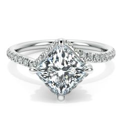 Danhov Abbraccio Swirl Princess Diamond Engagement Ring in 14k White Gold