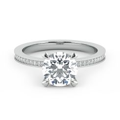 Danhov Classico Round Cut Ladies Engagement Ring in 14k White Gold
