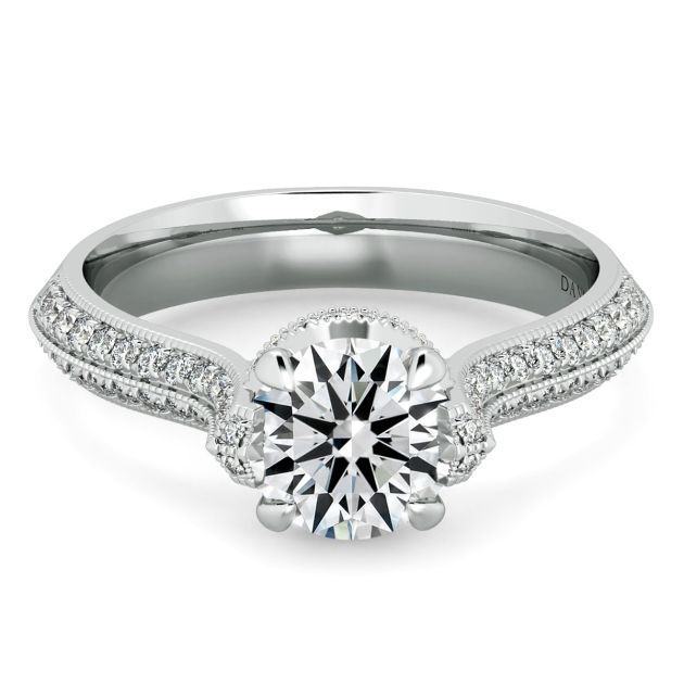 Danhov Classico Diamond Engagement Ring in 14k White Gold