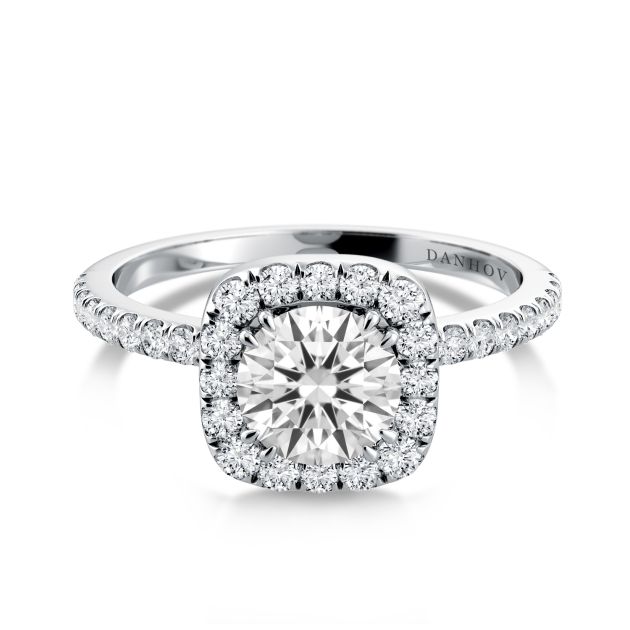 Danhov Per Lei Halo Engagement Ring in Platinum