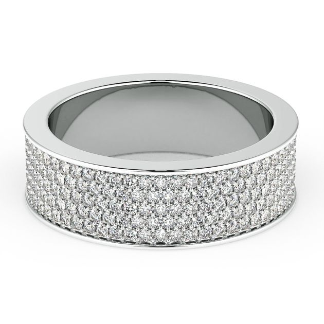 Norme de Danhov Flat Diamond Wedding Band for Men in 14k White Gold