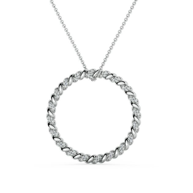 Danhov Eleganza Braided Round Pendant in 14k White Gold