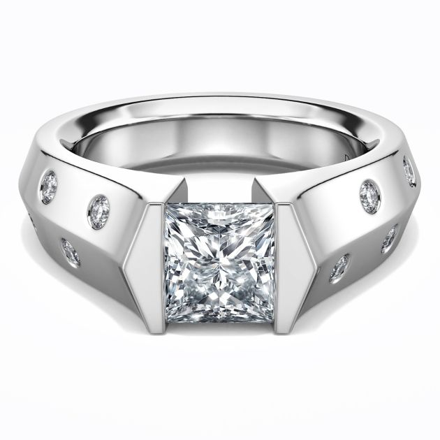 Danhov Tension Engagement Ring in 14k White Gold
