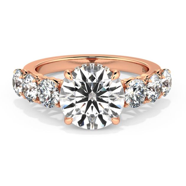 Danhov Classico Six Diamond Engagement Ring in 18k Rose Gold