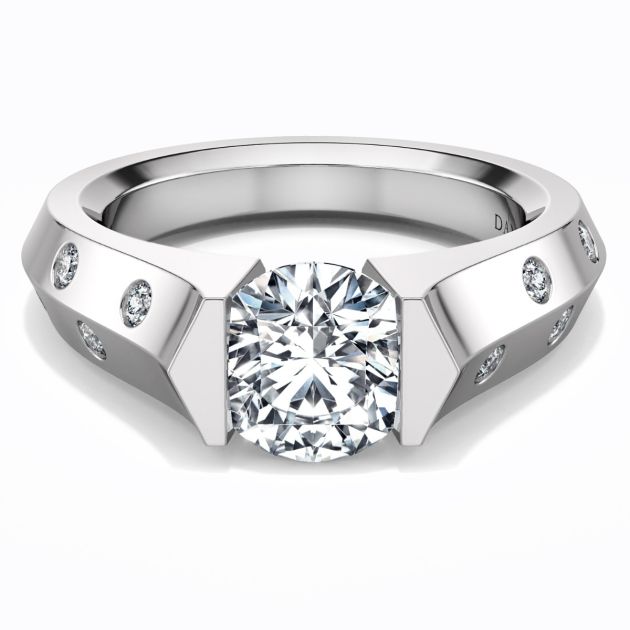 Danhov Tension Engagement Ring in 14k White Gold