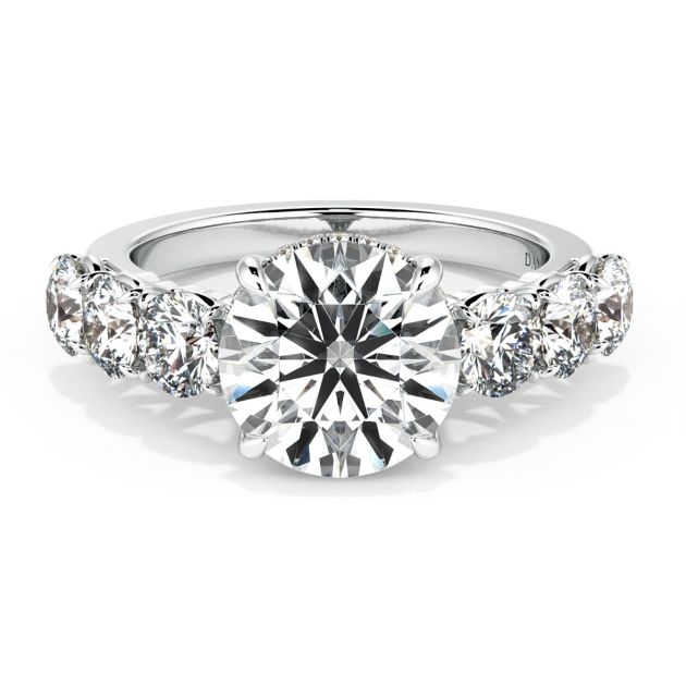 Danhov Classico Six Diamond Engagement Ring in 18k White Gold