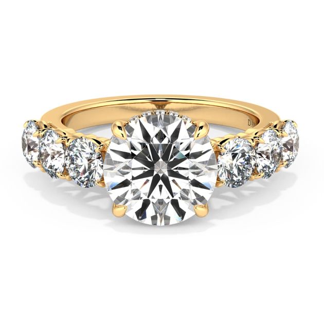Danhov Classico Six Diamond Engagement Ring in 18k Yellow Gold