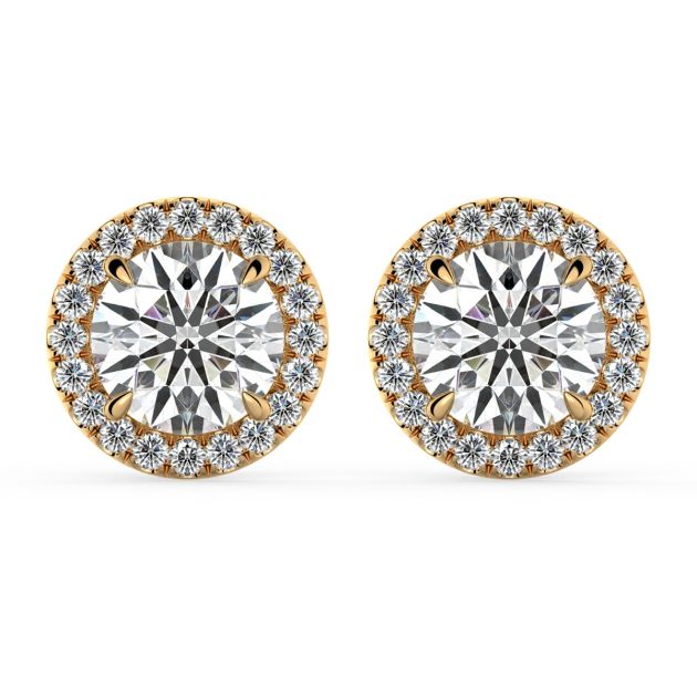 Norme de Danhov Halo Diamonds Earrings in 14k Yellow Gold