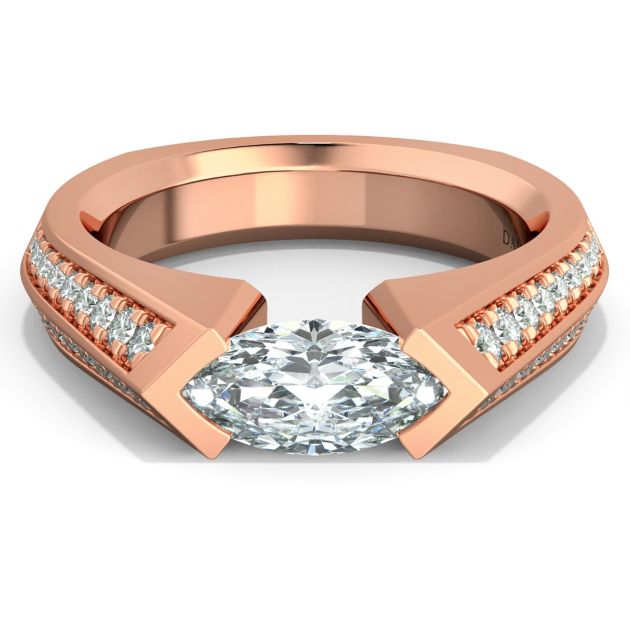 Danhov Tension Engagement Ring in 14k Rose Gold