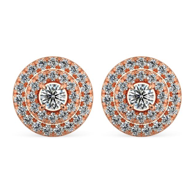 Norme de Danhov Double Halo Natural Diamonds Earrings in 18k Rose gold 