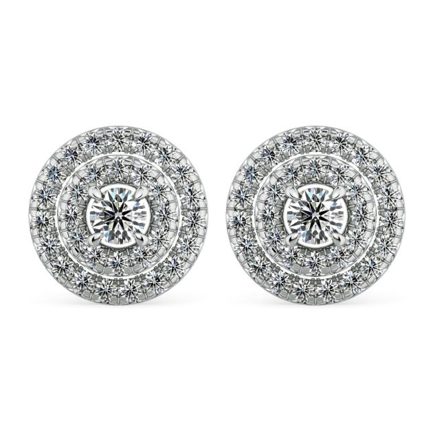 Norme de Danhov Double Halo Natural Diamonds Earrings in 18k White gold 