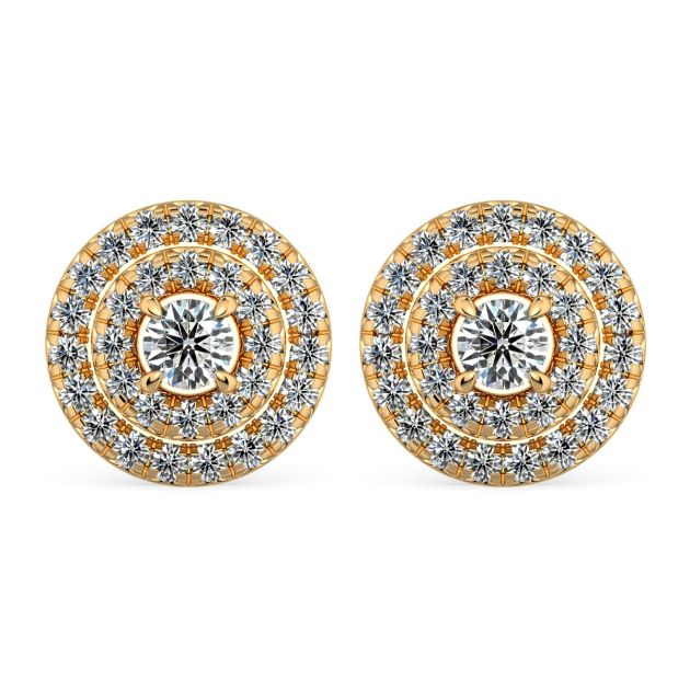 Norme de Danhov Double Halo Natural Diamonds Earrings in 14k Yellow gold 