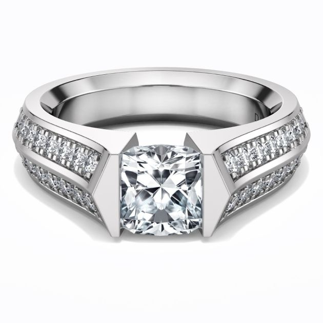 Danhov Tension Engagement Ring in 14k White Gold
