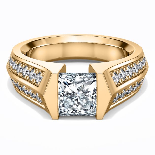 Danhov Tension Engagement Ring in 14k Yellow Gold