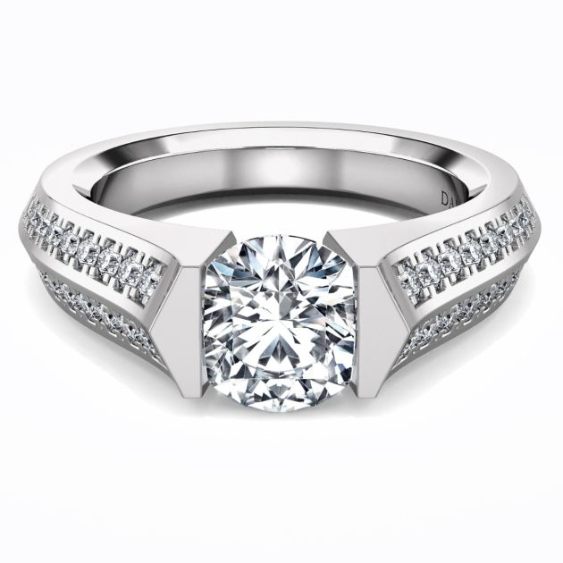 Danhov Tension Engagement Ring in 14k White Gold