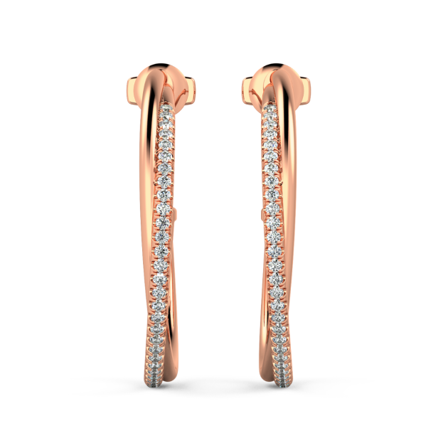 Norme de Danhov CrossOver Medium Hoop Diamond Earrings in 14k Rose Gold