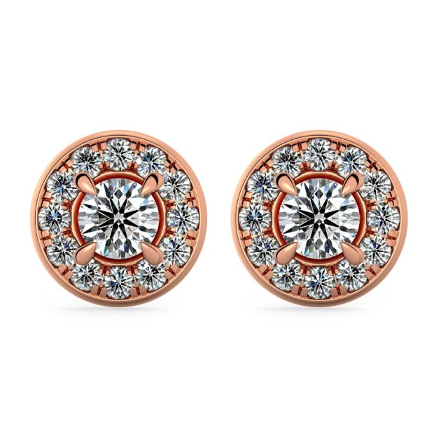 Norme de Danhov Halo Diamonds Earrings in 14k Rose Gold